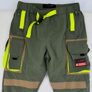 Life Code Progressive Techwear Cargo Pants Olive Neon Green Mens Large Tactical